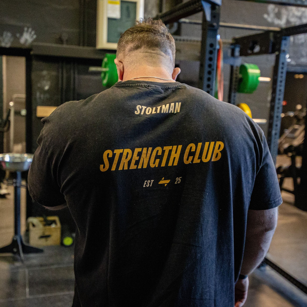 Stoltman "Strength Club Range" Training & everyday wear t-shirt / Acid Wash black by the Stoltman Brothers