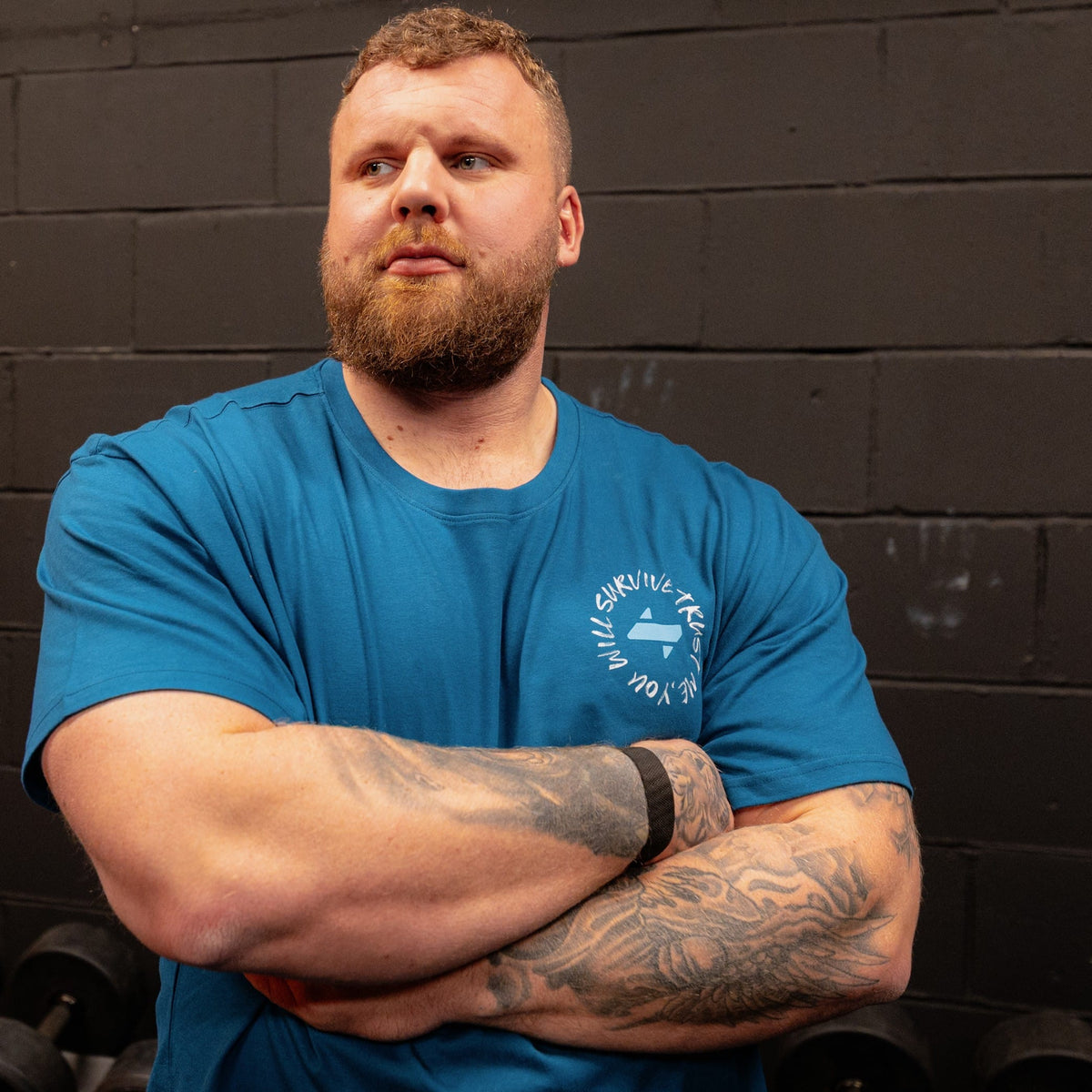 Stoltman Blue "PLATE" T-Shirt - Stoltman Brothers